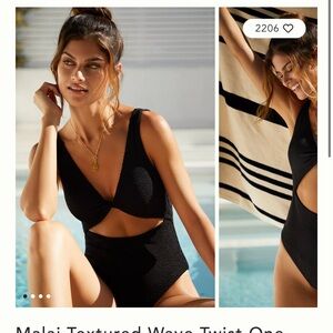 Malai Textured Wave Twist One-Piece Swimsuit Size small